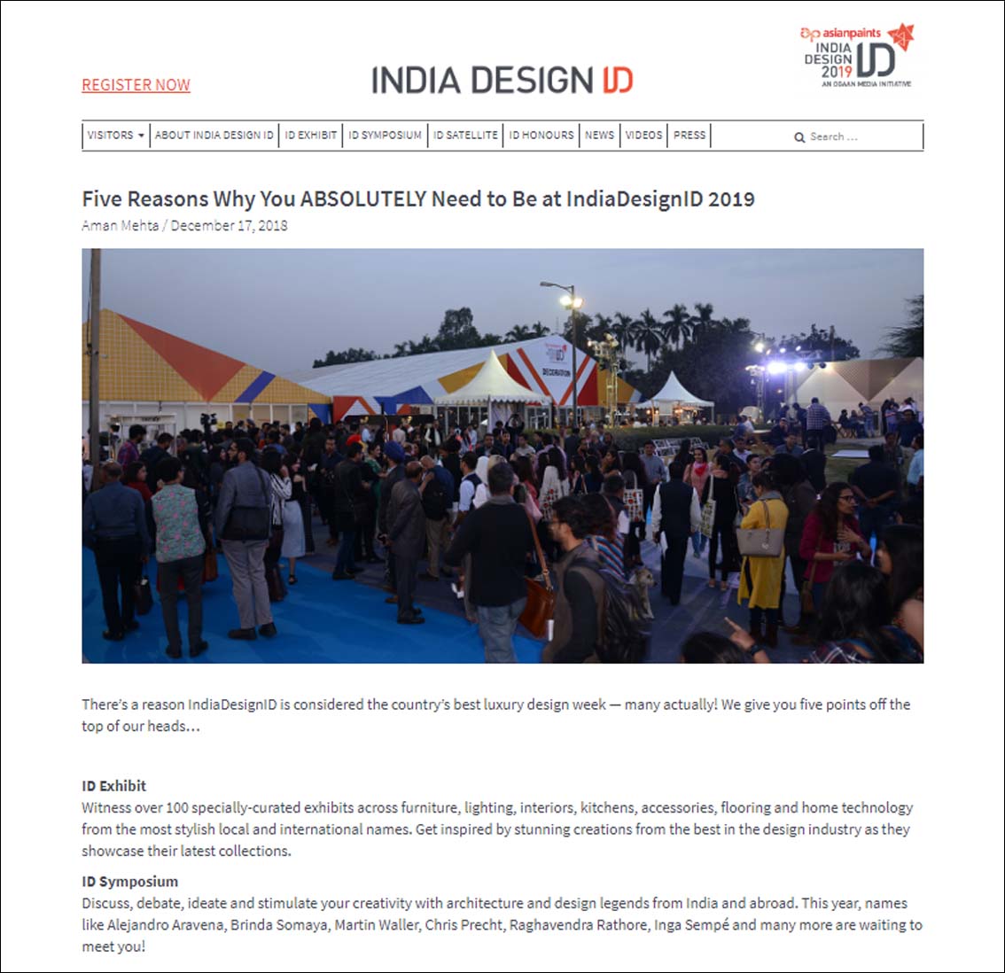 Five Reasons Why You Absolutely Need to be at IndiaDesign ID 2019 - December 2018